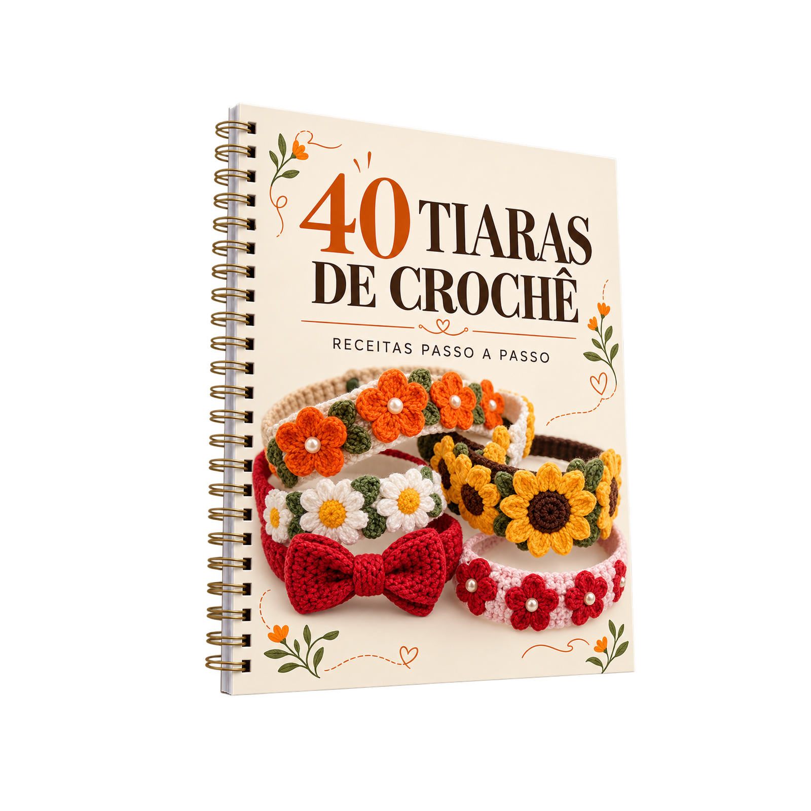 Apostila das 40 receitas de tiaras de crochê, imagem ilustrativa do material digital